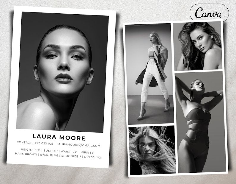 Modeling Card Design Model Comp Card Template, Modeling Zed Card, Fashion Resume Photo Card ...