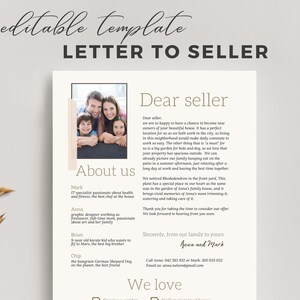 Plantilla de carta de oferta de vivienda al vendedor, carta de comprador de casa moderna boho al propietario, nota editable de compra de bienes raíces, diseño de canva imprimible