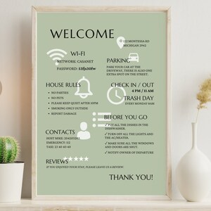 Editable Airbnb Welcome Sign Template: Vacation Rental Poster (Digital Download) image 7