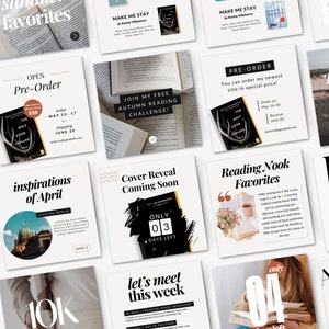 Schrijver Instagram-sjabloonbundel, boekpresentatie en boekpromo, schrijvers sociale mediabundel dichter, leesgrage blogger, auteur van Writergram IG Posts