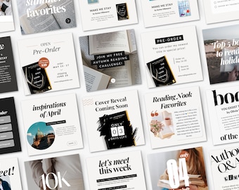 作家向けInstagramテンプレートバンドル、書籍発売と書籍プロモーション、作家向けソーシャルメディアバンドル詩人、読書好きブロガー、Writergram著者向けIG投稿