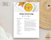 Editable Recipe Book Template: Printable Farmhouse Recipe Cards (8.5x11 A4)