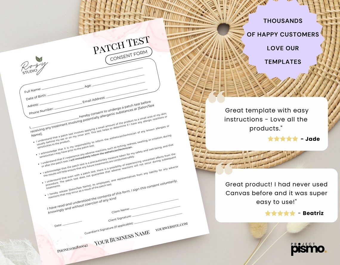 True Patch Collection Form Patch Test Consent & Client Intake Form Template (editable) - Etsy