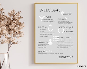Editable Airbnb Welcome Sign Template: Vacation Rental Poster (Digital Download)