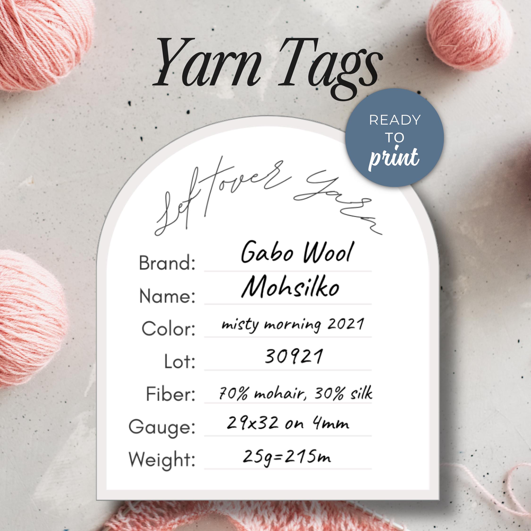 Prinatable Yarn Label Printable Yarn Stash Labels - Track Fiber, Weight, Color, Gauge - Scrap ...