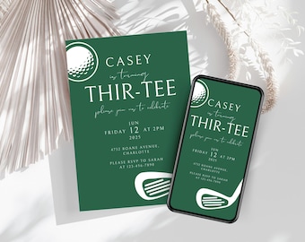 Mens 30th Birthday Golf Invite Template Man, Digital Let's Par-Tee Birthday Invitation  Phone, Any Age Birthday Celebration Evite Text
