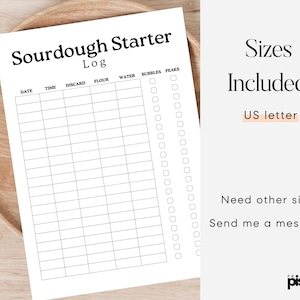 Sourdough Starter Log / Tracker, DIY Sourdough, Homestead Sourdough Checklist, Printable Planner  for Beginner Sourdough Bread Baker,