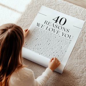 Personalized gift - READY IN 24H, 40 Reasons We Love You, Anniversary Decor, Printable poster with all the things I love about you imagen 1