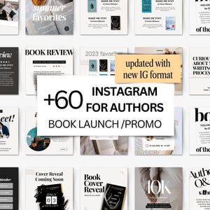 Social Media Templates for Authors, Canva Templates for Instagram Post for Book Launch and Promo, Novel Writer Bookstagram Aesthetic IG Feed