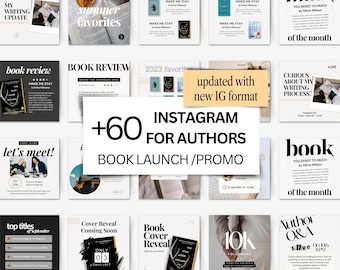 Social Media Templates for Authors, Canva Templates for Instagram Post for Book Launch and Promo, Novel Writer Bookstagram Aesthetic IG Feed