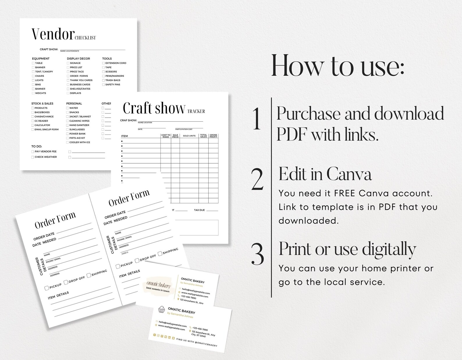 Business Printable Bundle for Market Vendor - Editable Template ...