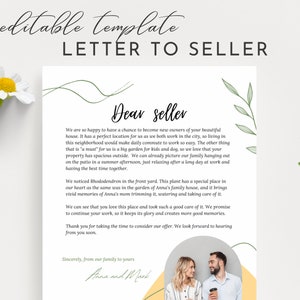 Carta del comprador al vendedor, plantilla de carta de oferta editable en Canva, carta de oferta del comprador de vivienda, estimado vendedor personalizado, carta de presentación de oferta