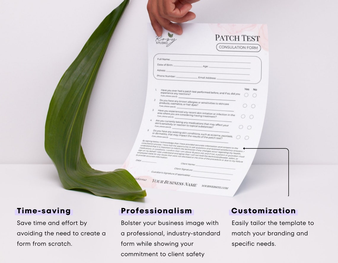 True Patch Collection Form Patch Test Consent & Client Intake Form Template (editable) - Etsy