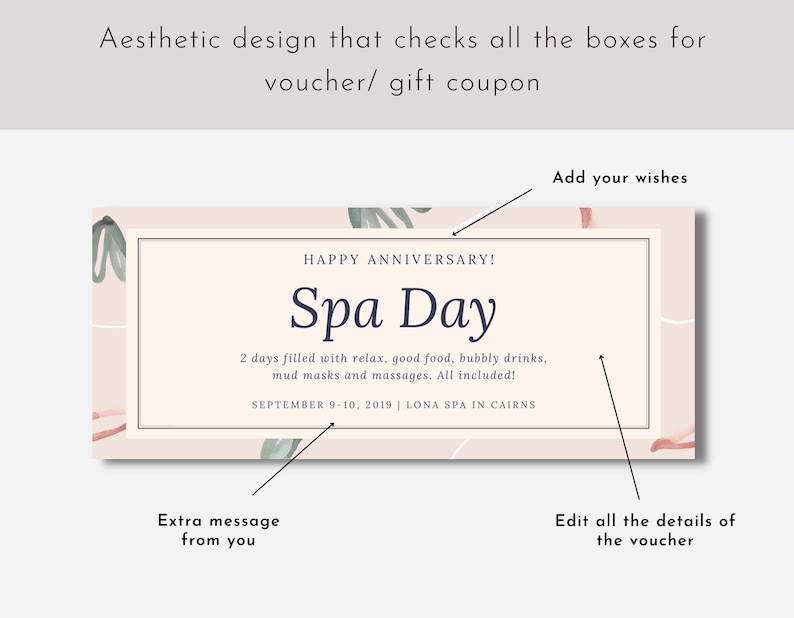 Elegant Coupon Template Editable Voucher Printable Surprise - Etsy