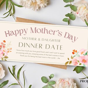 Plantilla de cupón de regalo de fin de semana de spa, idea de regalo del Día de la Madre para regalo de último minuto, actividad para mamá e hija, tarjeta de regalo, pase de vale de bricolaje