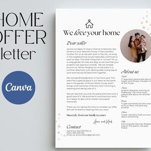 Plantilla de carta de oferta de vivienda, carta al vendedor, carta de presentación del comprador, nos encanta su nota de vivienda, Canva editable, diseño boho limpio y simple para el comprador de vivienda
