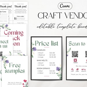 Craft Show Bundle Vorlage, Bestellformular Vorlage, Preisliste Zeichen, Danke Karte, Flohmarkt Messestand Aufbau Display, Pop-Up Shop Event