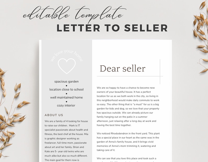 Buyer Offer Letter Template Letter to Home Seller Real Etsy Buyer Offer Letter Template Letter to Home Seller Real Etsy