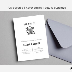 She Did It Graduation Invitation Template, Printable Graduation Party ...