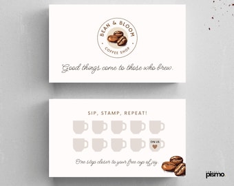 Coffee Shop Loyalty Card Template: Printable Cafe Reward Card (Canva Editable)