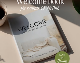 Airbnb Welcome Book Template - Easy to Edit Simple Look, Editable Canva Guest Guide, Vacation Rental House Manual, Printable Host Binder