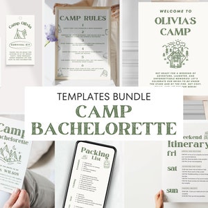 Camp Bachelorette Party Templates Bundle (Digital Download)