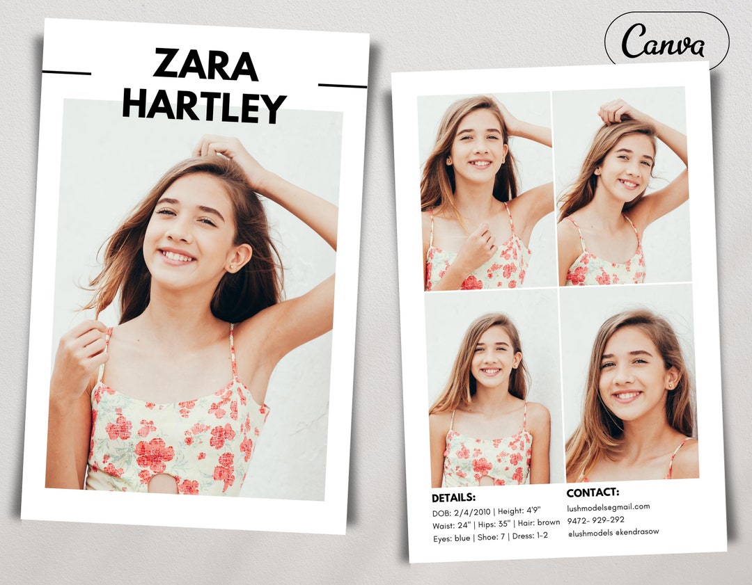 Kids Comp Card, Young Girl or Boy, Teen Model Portfolio, Casting Card ...
