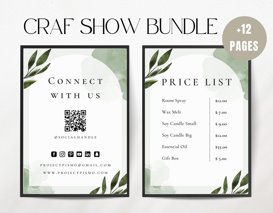 Craft Show Price List and Scan to Pay Signs Editable Templates Local Craft Show Price List and Scan to Pay Signs Editable Templates Local
