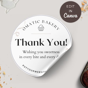 Editable Thank You Sticker Template: Circle Labels for Small Business (1.75&quot; Circle) (Digital Download)