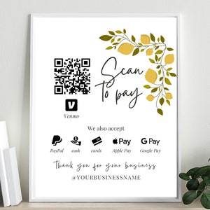Minimalistischer Scan QR-Code zum Bezahlen, Zahlungsoptionen-Anzeige, Kleinunternehmen-Zeichen, akzeptierte Zahlung für Verkäufer, Pop-up-Anzeige qr-Code-Info diy