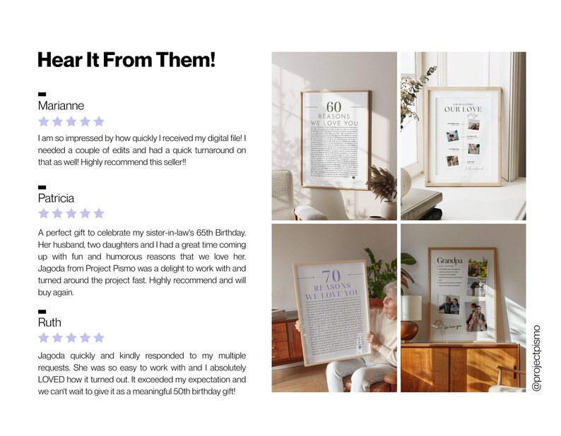 70 Reasons why we love you, 70th Birthday gift for grandma, 80 Things we love about you wall art, Anniversary gift, Custom printable poster image 10