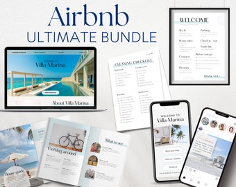 Editable Airbnb Host Bundle: Welcome Book, Website, Signs (Canva Template)
