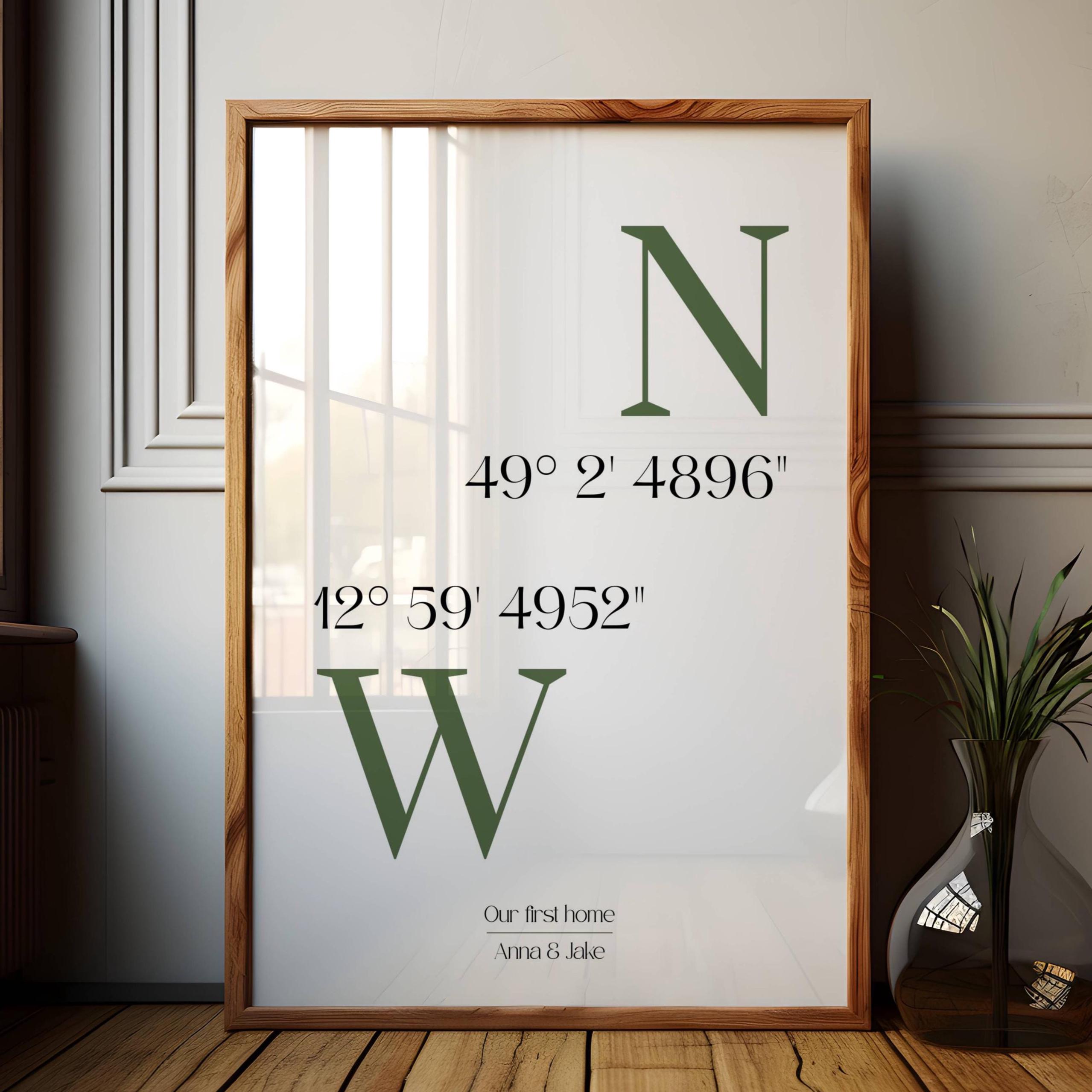 Coordinates sign gift, First home keepsake, Closing basket realtor, Memory of home, GPS location poster, Printable wall decor, Special place