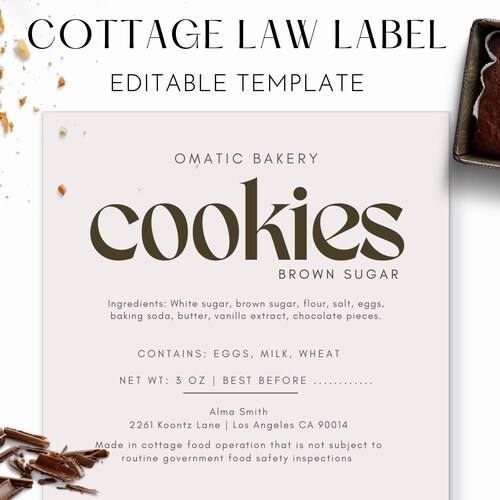 Cottage Law Labels Template Food License Label for Home Etsy