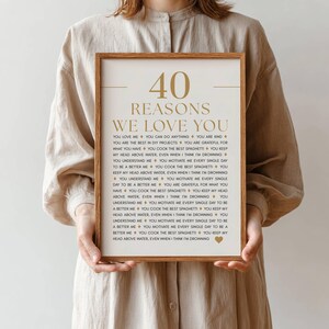 Personalized gift - READY IN 24H, 40 Reasons We Love You, Anniversary Decor, Printable poster with all the things I love about you imagen 2