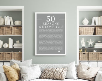 50 Reasons We Love You Print: gepersonaliseerd verjaardagscadeau (digitale download)