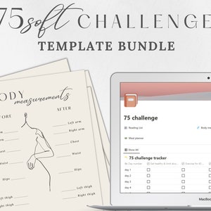 75 Soft Challenge Tracker Bundle: Habit Planner, Meal & Reading List (PDF + Canva + Notion)
