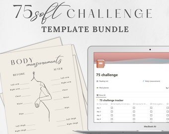 75 Soft Challenge Tracker Bundle: Habit Planner, Meal & Reading List (PDF + Canva + Notion)