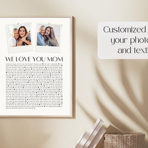 We Love You Mom Reasons Personalized Printable Poster, Wall Art Mother ...