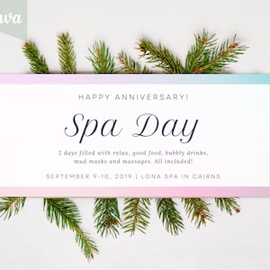 Pastel cadeaubon sjabloon, INSTANT DOWNLOAD, Bewerkbare coupon certificaat cadeau, Spa Day, Massage, Kookles, Rainbow Christmas Present