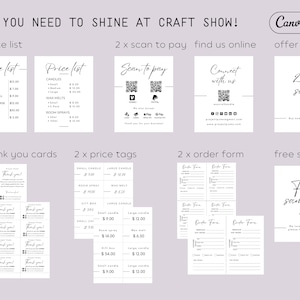Craft Show Price List and Scan to Pay signs, Editable templates, Local Market Vendor Signs, Craft fair QR code poster, Farmers market booth image 4