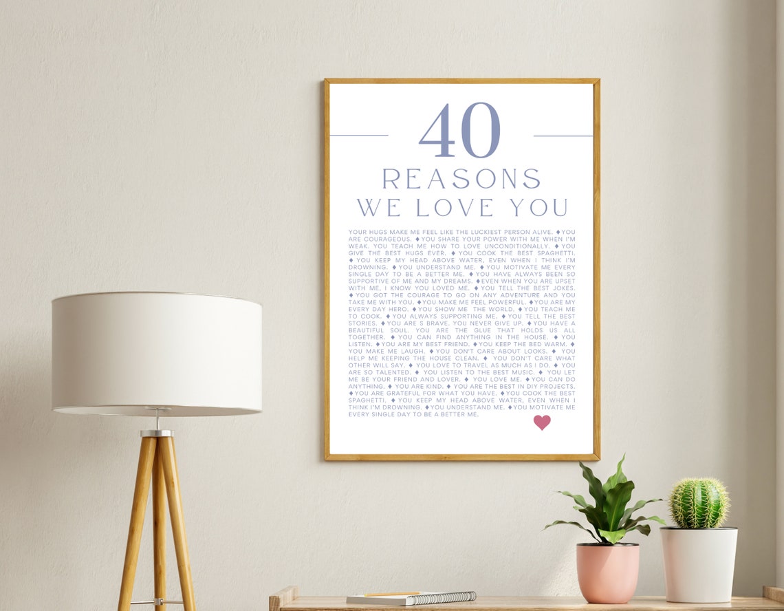 40 Reasons We Love You 60 Reasons Why I Love You Printable - Etsy