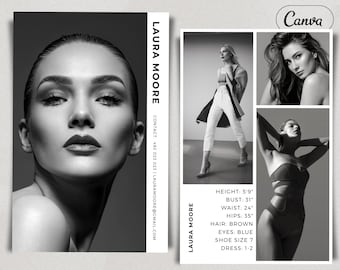 Model Comp Card Template, Modeling Zed Card, Fashion Resume Photo Card, Modeling Compcard, Composite Z Card Editable in Canva, 5.5x8.5inch