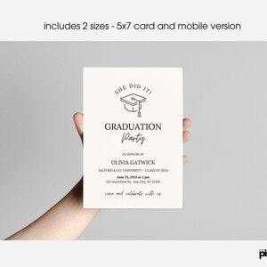 She Did It Graduation Invitation Template, Printable Graduation Party ...