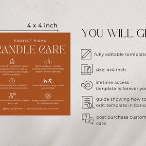 Candle Package Inserts - Care Card and Thank You Note - Editable ...
