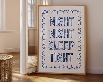 Night Night Sleep Tight Bedroom Print, Wall Art, Funny Bed Bugs Poster, Funky Home Decor, Maximalist Decor, Trendy, Colourful Aesthetic Art