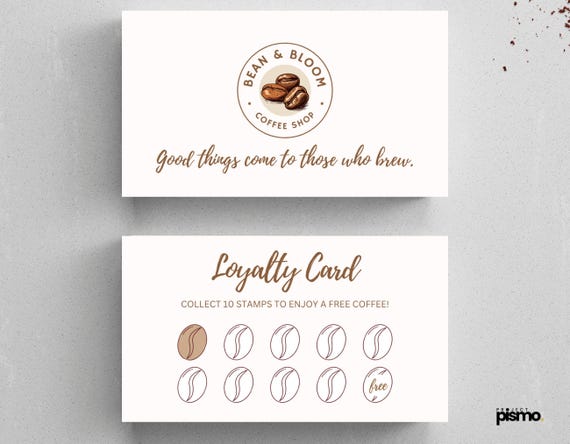 Coffee Shop Loyalty Card Template: Customer Rewards (Canva Editable, Digital Download)