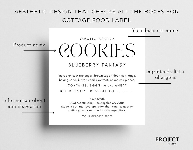 Cookie Label Cottage Food Sticker Canva Template Cupcake Etsy