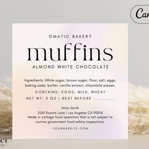 Bakery Label Template Bundle: Cookie Care Card & Thank You Note (Editable, 4x4 Square)