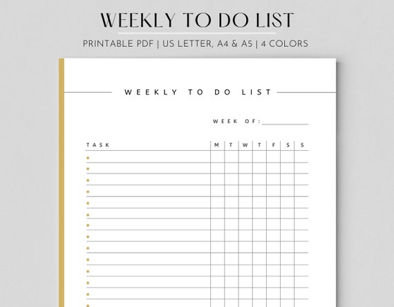 Minimalist Weekly To-Do List: Printable Planner (PDF)